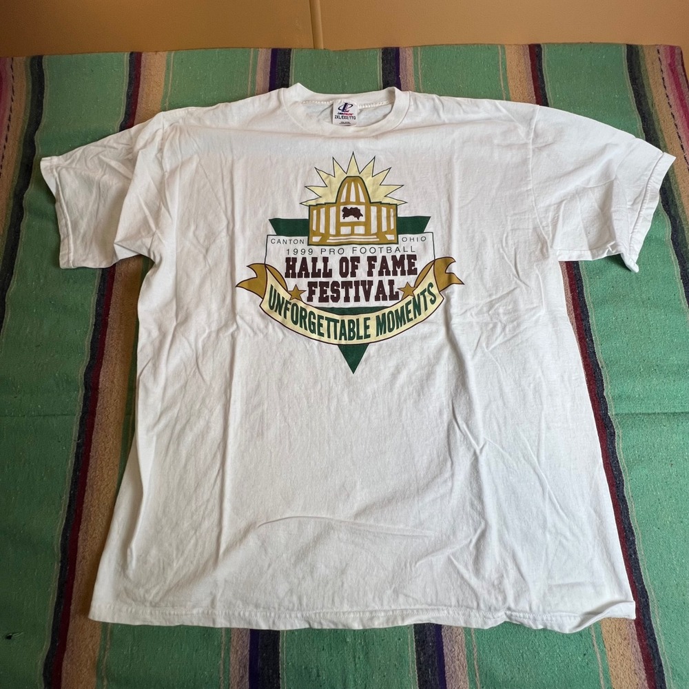 Logo Athletic T-Shirt Mens 2XL White 1999 Pro Football Hall of Fame Graphic Tee